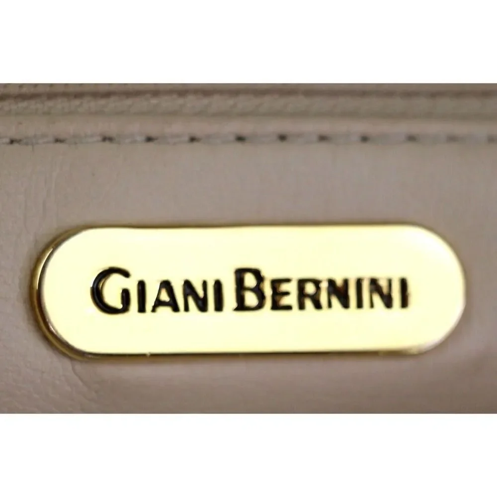 GIANI BERNINI CREAM WHITE GENUINE LEATHER SATCHEL SHOULDER BAG HANDBAG PURSE